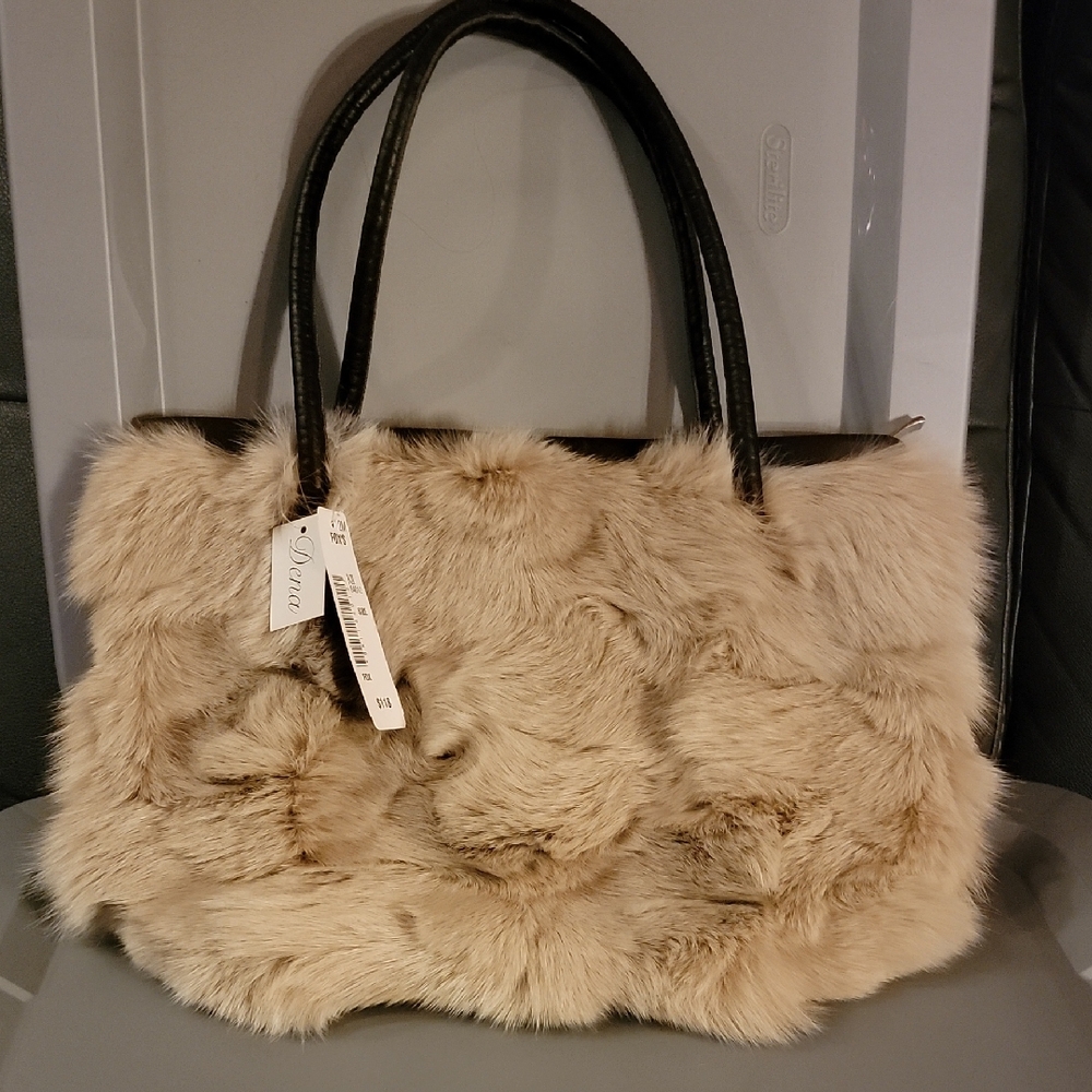 Fox's Faux Fur Tan Tote Bag
